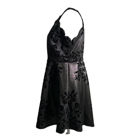 Fairygoth Silver And Black dress Velvet Design Fit and Flare Whimsigoth SZ XL - Picture 5 of 12